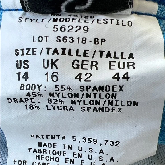 Miraclesuit Blue Tie-Dye Pool Water Pattern Style# 56229 Swimsuit Size 14 - Picture 17 of 17